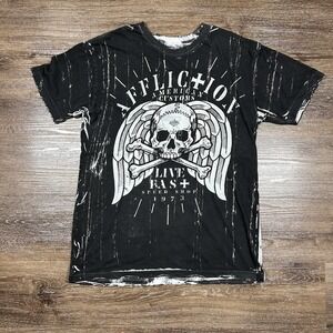 Affliction Reversible Shirt Men's L Motors Live Fast Skull Bones Wings Y2K